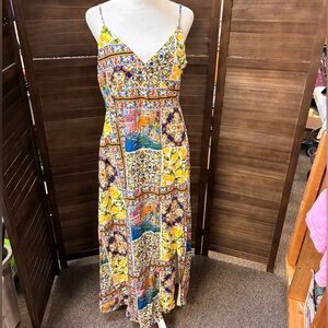 Terez Yellow Spaghetti Strap V-Neck Maxi Dress